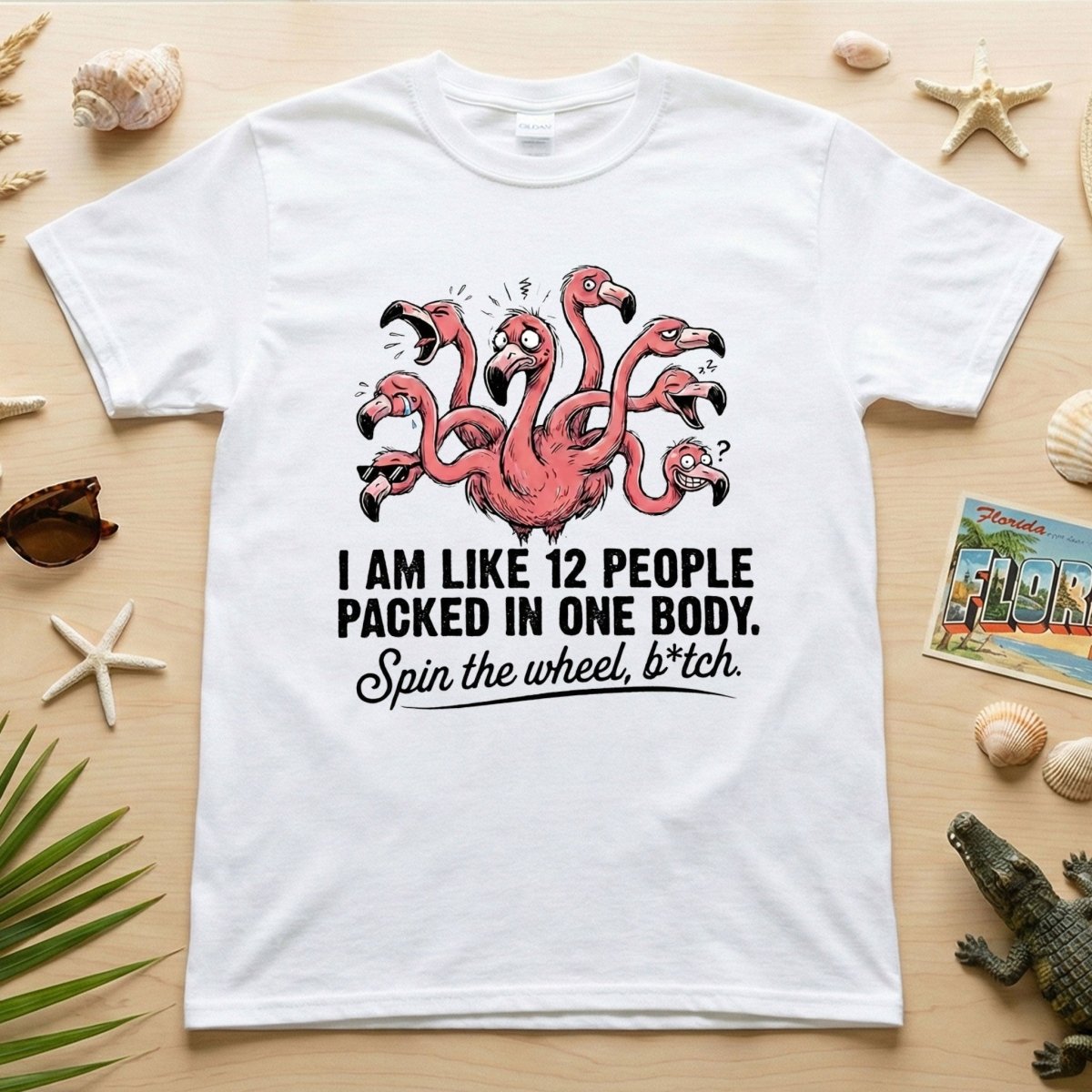 Quirky 12 - in - 1 Personality Flamingo T-Shirt - Sarcastic Quote Tee for Women - FlamingoAholic