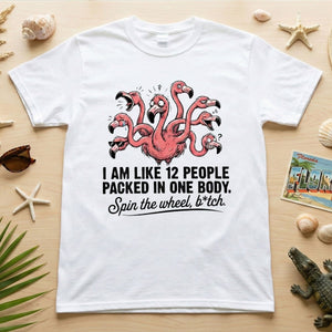 Quirky 12 - in - 1 Personality Flamingo T-Shirt - Sarcastic Quote Tee for Women - FlamingoAholic