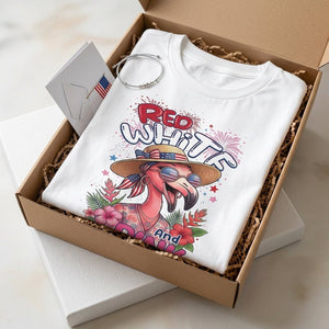 Red, White, And Pink Patriotic Flamingo July 4th Shirt - FlamingoAholic