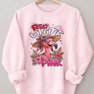 Red, White, And Pink Patriotic Flamingo July 4th Shirt - FlamingoAholic