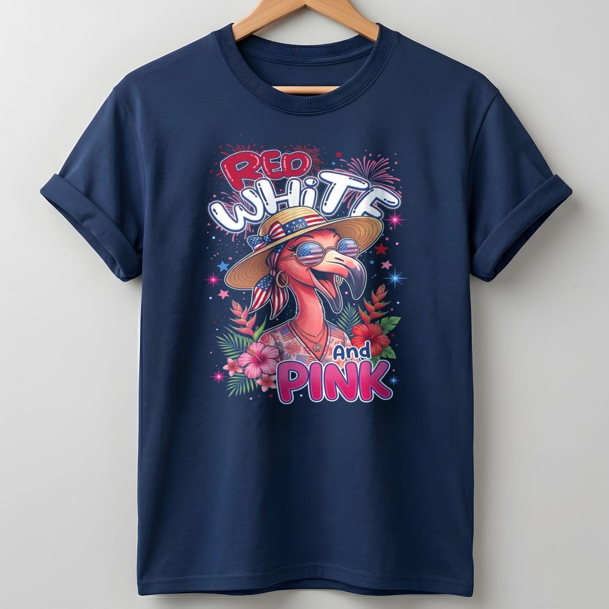 Red, White, And Pink Patriotic Flamingo July 4th Shirt - FlamingoAholic