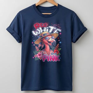Red, White, And Pink Patriotic Flamingo July 4th Shirt - FlamingoAholic