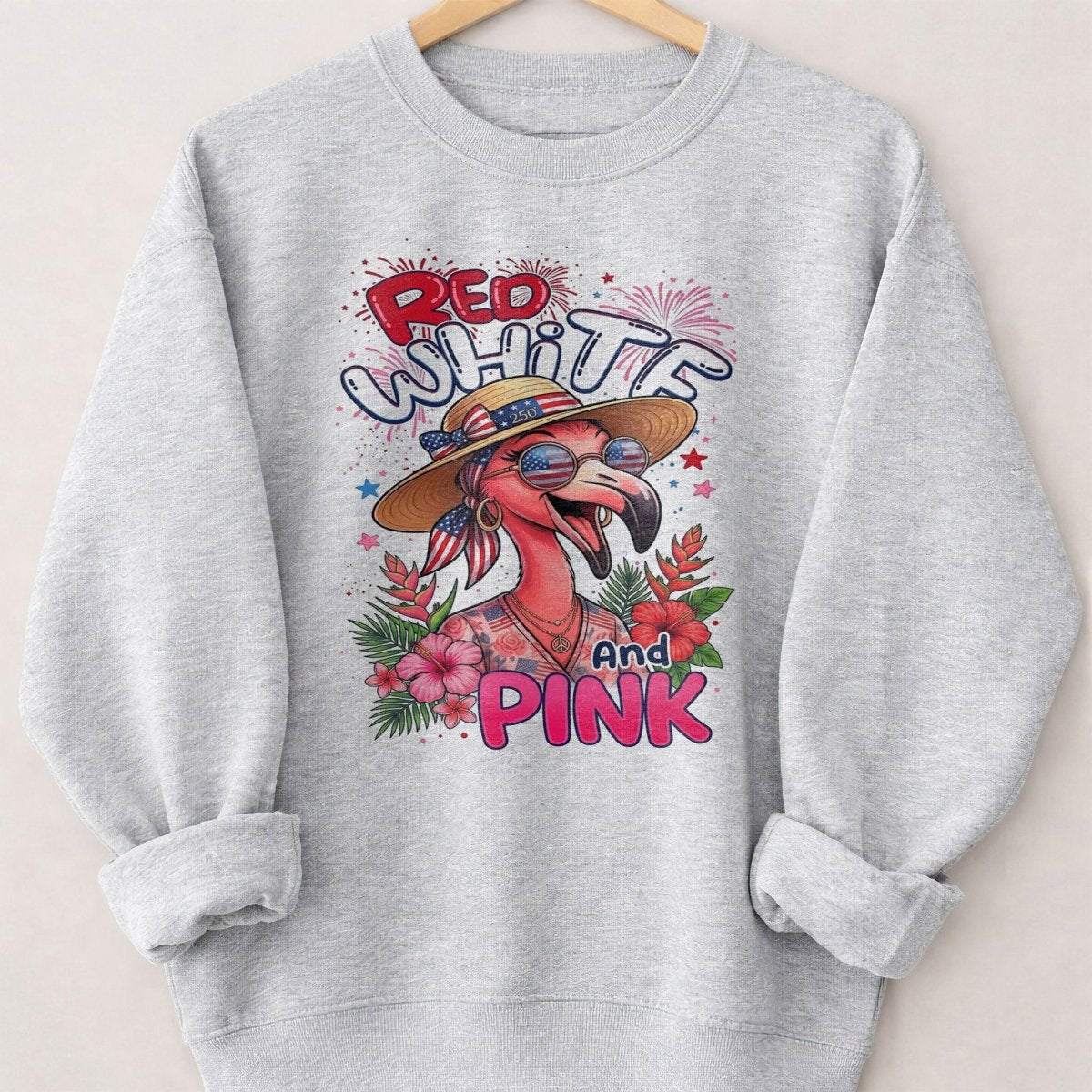 Red, White, And Pink Patriotic Flamingo July 4th Shirt - FlamingoAholic