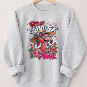 Red, White, And Pink Patriotic Flamingo July 4th Shirt - FlamingoAholic