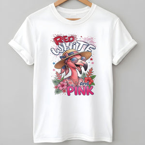 Red, White, And Pink Patriotic Flamingo July 4th Shirt - FlamingoAholic