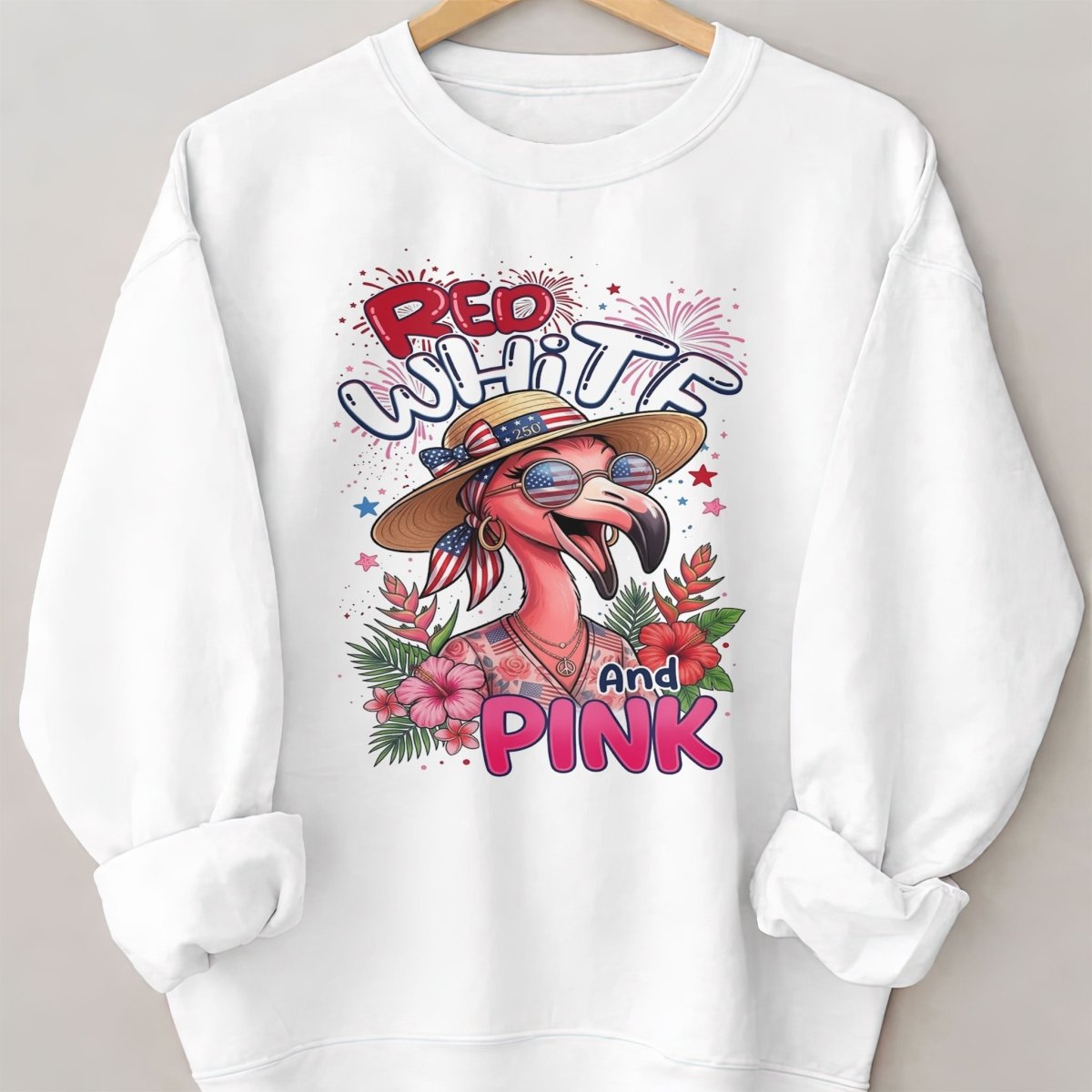 Red, White, And Pink Patriotic Flamingo July 4th Shirt - FlamingoAholic
