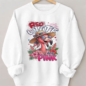 Red, White, And Pink Patriotic Flamingo July 4th Shirt - FlamingoAholic