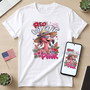 Red, White, And Pink Patriotic Flamingo July 4th Shirt - FlamingoAholic
