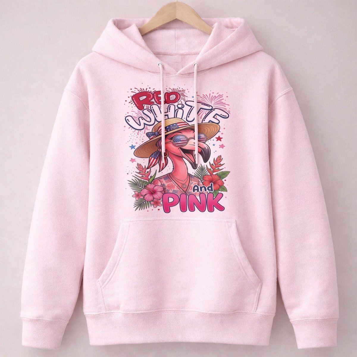Red, White, And Pink Patriotic Flamingo July 4th Shirt - FlamingoAholic