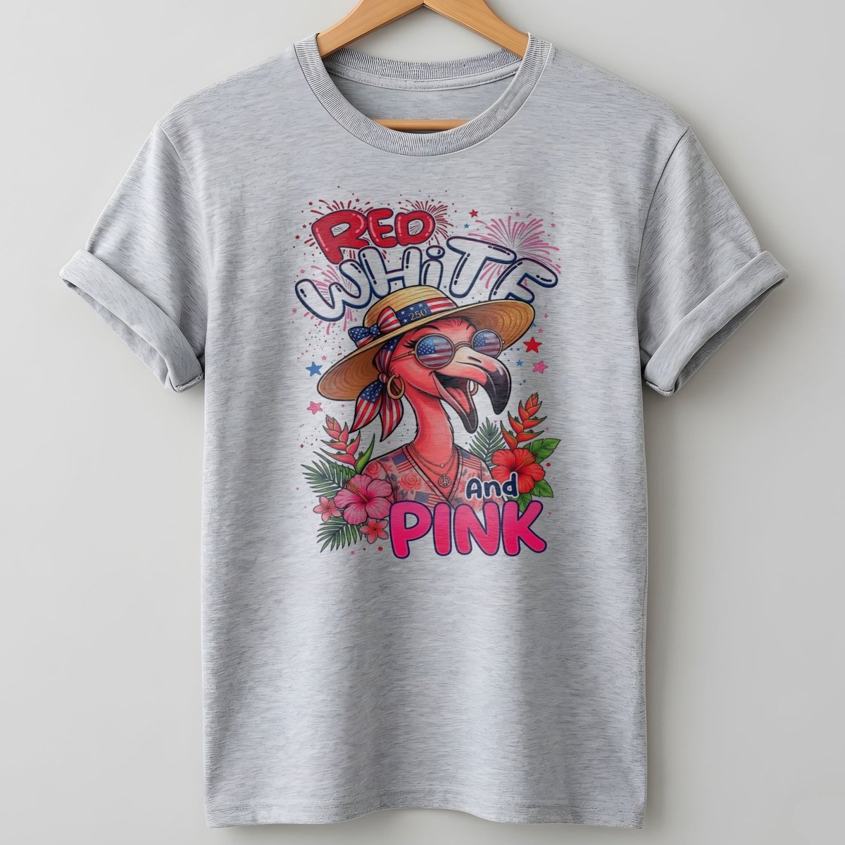 Red, White, And Pink Patriotic Flamingo July 4th Shirt - FlamingoAholic