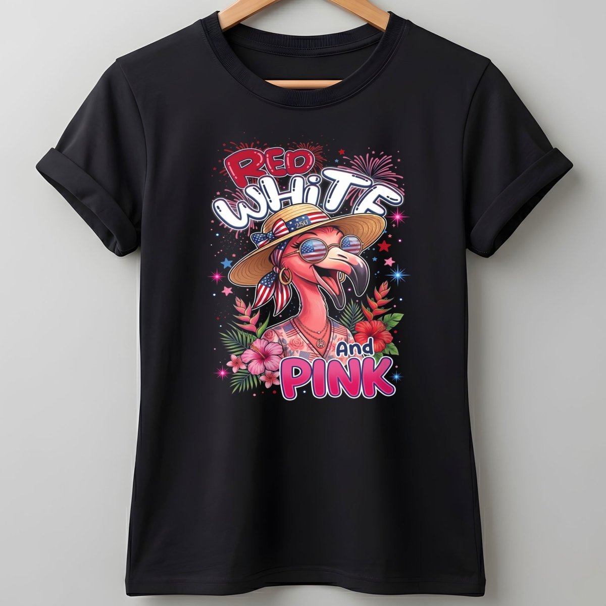 Red, White, And Pink Patriotic Flamingo July 4th Shirt - FlamingoAholic