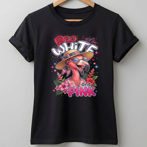Red, White, And Pink Patriotic Flamingo July 4th Shirt - FlamingoAholic