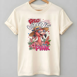 Red, White, And Pink Patriotic Flamingo July 4th Shirt - FlamingoAholic