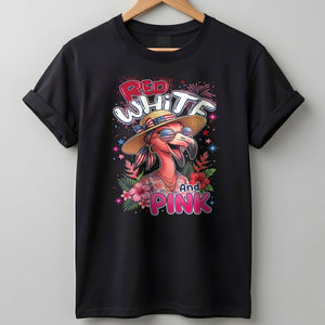 Red, White, And Pink Patriotic Flamingo July 4th Shirt - FlamingoAholic