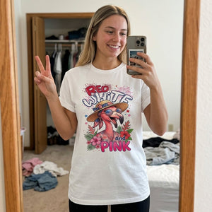 Red, White, And Pink Patriotic Flamingo July 4th Shirt - FlamingoAholic