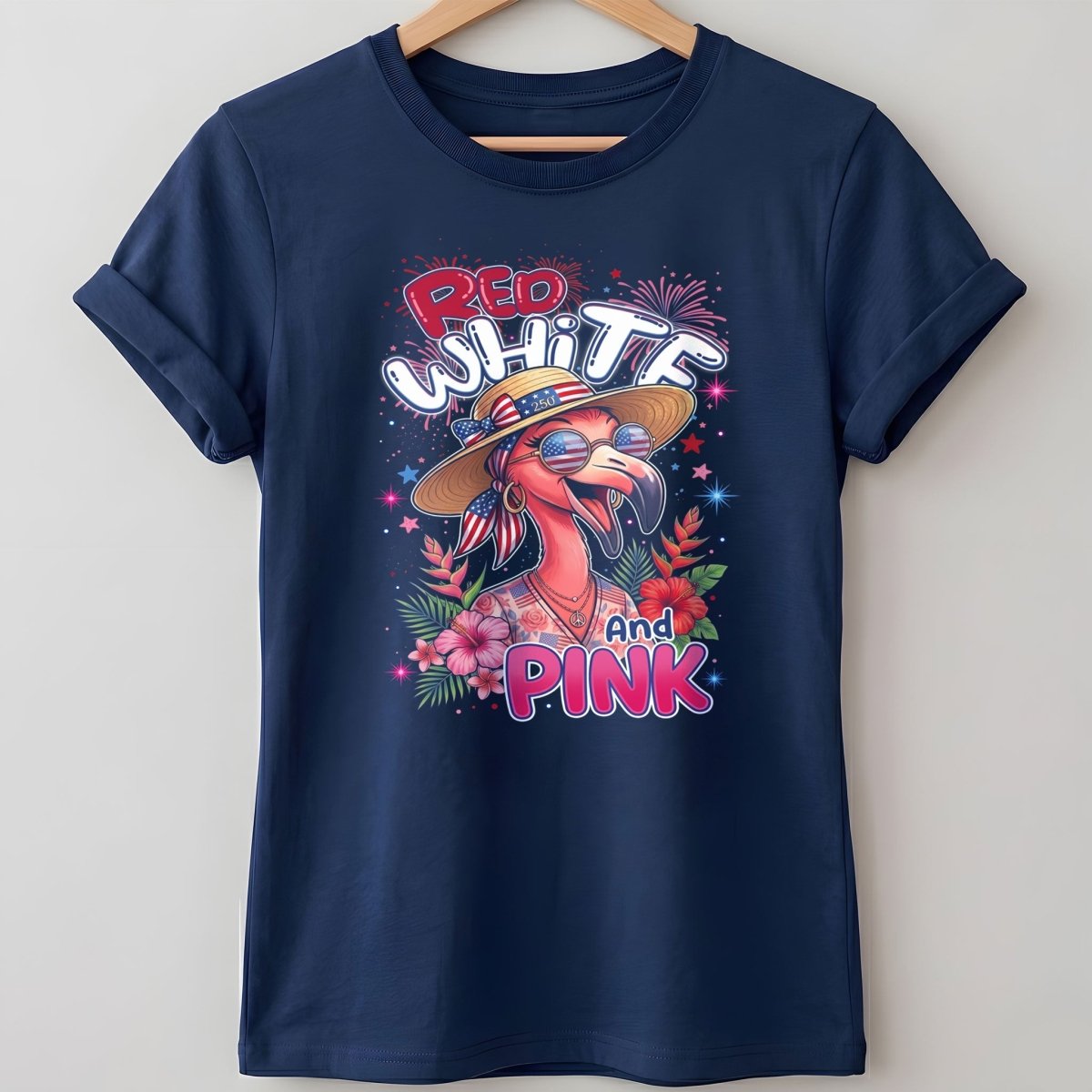 Red, White, And Pink Patriotic Flamingo July 4th Shirt - FlamingoAholic