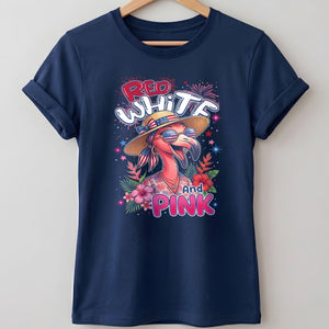 Red, White, And Pink Patriotic Flamingo July 4th Shirt - FlamingoAholic