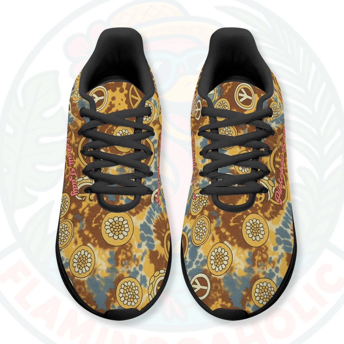 Retro Flamingo Pickleball Cloud Sneakers - Boho Comfort for the Court - FlamingoAholic