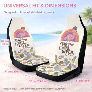 Retro Flamingo "Zero Flocks Given" Car Seat Cover Set - Cute Tropical Car Accessories for Women - FlamingoAholic