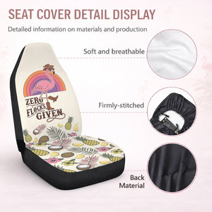 Retro Flamingo "Zero Flocks Given" Car Seat Cover Set - Cute Tropical Car Accessories for Women - FlamingoAholic