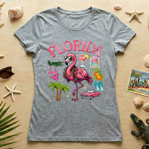 Retro Gangster Flamingo Florida T-Shirt | Tropical Beach Vacation Souvenir Tee - FlamingoAholic