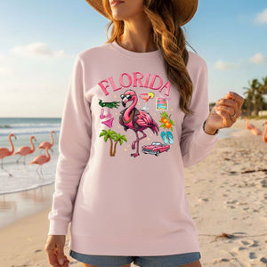 Retro Gangster Flamingo Florida T-Shirt | Tropical Beach Vacation Souvenir Tee - FlamingoAholic