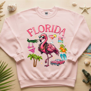 Retro Gangster Flamingo Florida T-Shirt | Tropical Beach Vacation Souvenir Tee - FlamingoAholic