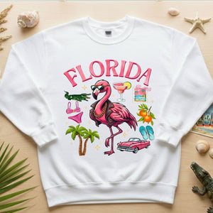 Retro Gangster Flamingo Florida T-Shirt | Tropical Beach Vacation Souvenir Tee - FlamingoAholic