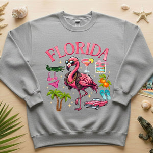 Retro Gangster Flamingo Florida T-Shirt | Tropical Beach Vacation Souvenir Tee - FlamingoAholic