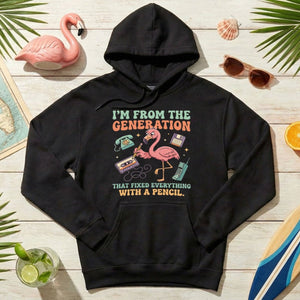 Retro Gen X Funny Flamingo T-Shirt - Fixed Everything With A Pencil Vintage Tech Tee - FlamingoAholic