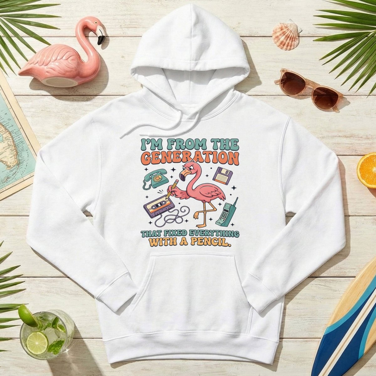 Retro Gen X Funny Flamingo T-Shirt - Fixed Everything With A Pencil Vintage Tech Tee - FlamingoAholic