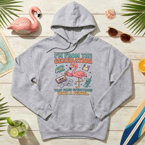 Retro Gen X Funny Flamingo T-Shirt - Fixed Everything With A Pencil Vintage Tech Tee - FlamingoAholic