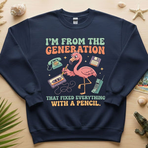 Retro Gen X Funny Flamingo T-Shirt - Fixed Everything With A Pencil Vintage Tech Tee - FlamingoAholic