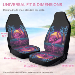 Retro Neon Flamingo Car Seat Covers - Cute Tropical Car Accessories for Women - FlamingoAholic