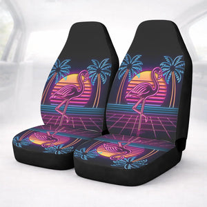 Retro Neon Flamingo Car Seat Covers - Cute Tropical Car Accessories for Women - FlamingoAholic