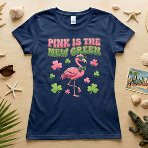 Retro Pink Is The New Green Flamingo St. Patrick's Day T-Shirt - Funny Irish Women's Tee - FlamingoAholic