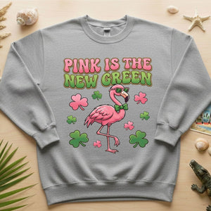 Retro Pink Is The New Green Flamingo St. Patrick's Day T-Shirt - Funny Irish Women's Tee - FlamingoAholic