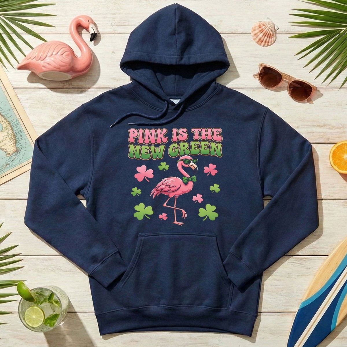 Retro Pink Is The New Green Flamingo St. Patrick's Day T-Shirt - Funny Irish Women's Tee - FlamingoAholic