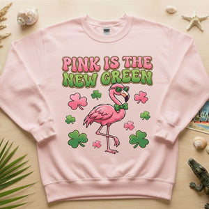 Retro Pink Is The New Green Flamingo St. Patrick's Day T-Shirt - Funny Irish Women's Tee - FlamingoAholic