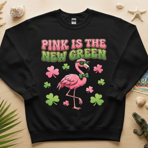 Retro Pink Is The New Green Flamingo St. Patrick's Day T-Shirt - Funny Irish Women's Tee - FlamingoAholic