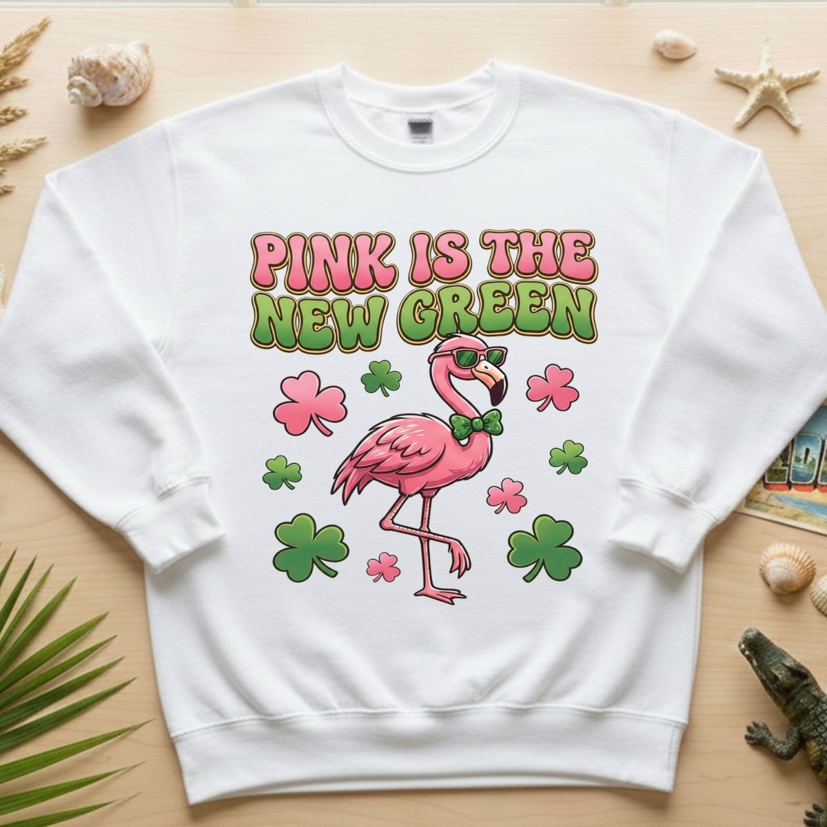 Retro Pink Is The New Green Flamingo St. Patrick's Day T-Shirt - Funny Irish Women's Tee - FlamingoAholic