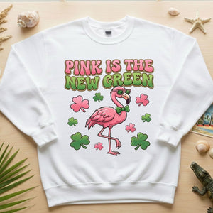 Retro Pink Is The New Green Flamingo St. Patrick's Day T-Shirt - Funny Irish Women's Tee - FlamingoAholic