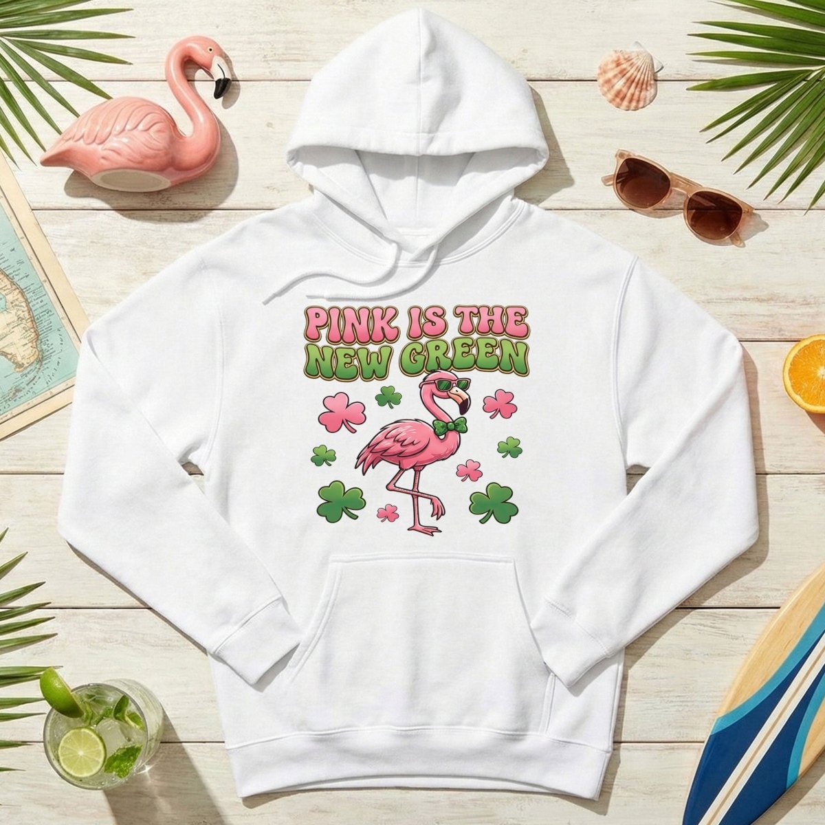 Retro Pink Is The New Green Flamingo St. Patrick's Day T-Shirt - Funny Irish Women's Tee - FlamingoAholic