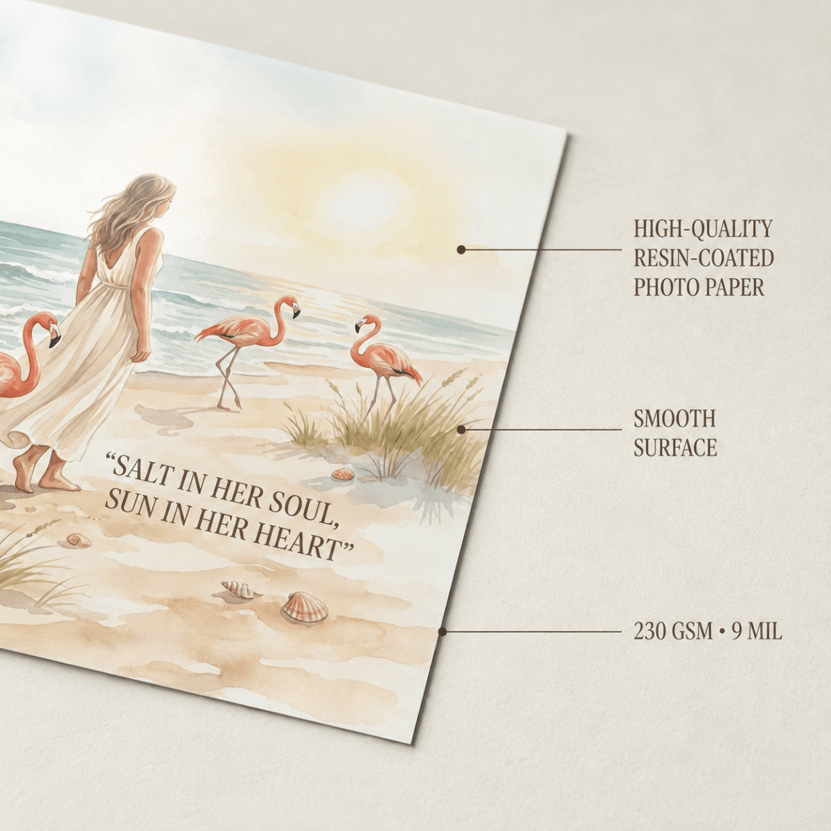 Salt in Her Soul Sun in Her Heart Poster, Flamingo Beach Wall Art, Coastal Wall Decor for Women - FlamingoAholic