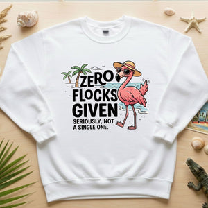 Sarcastic Flamingo Graphic T-Shirt - Zero Flocks Given Sassy Vacation Tee - FlamingoAholic