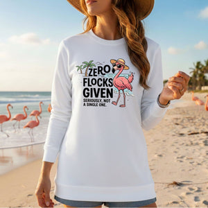 Sarcastic Flamingo Graphic T-Shirt - Zero Flocks Given Sassy Vacation Tee - FlamingoAholic