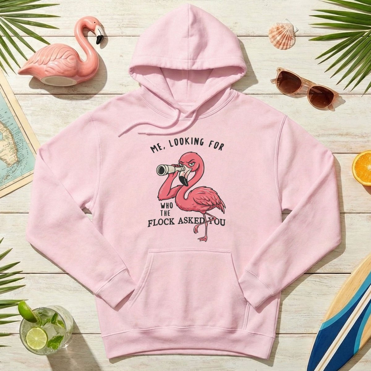 Sarcastic Flamingo Looking For Who The Flock Asked You T-Shirt - Sassy Humor Graphic Tee - FlamingoAholic