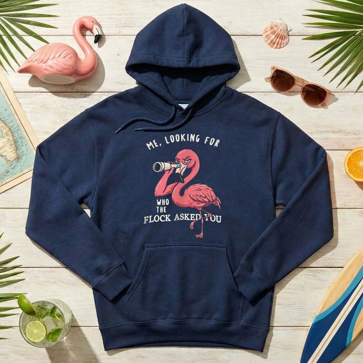 Sarcastic Flamingo Looking For Who The Flock Asked You T-Shirt - Sassy Humor Graphic Tee - FlamingoAholic