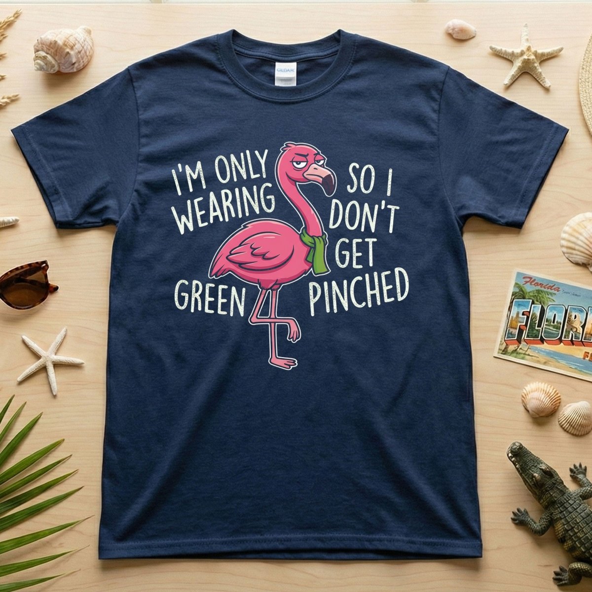 Sarcastic Flamingo St. Patrick's Day T-Shirt - 'I'm Only Wearing Green' Funny Tee - FlamingoAholic