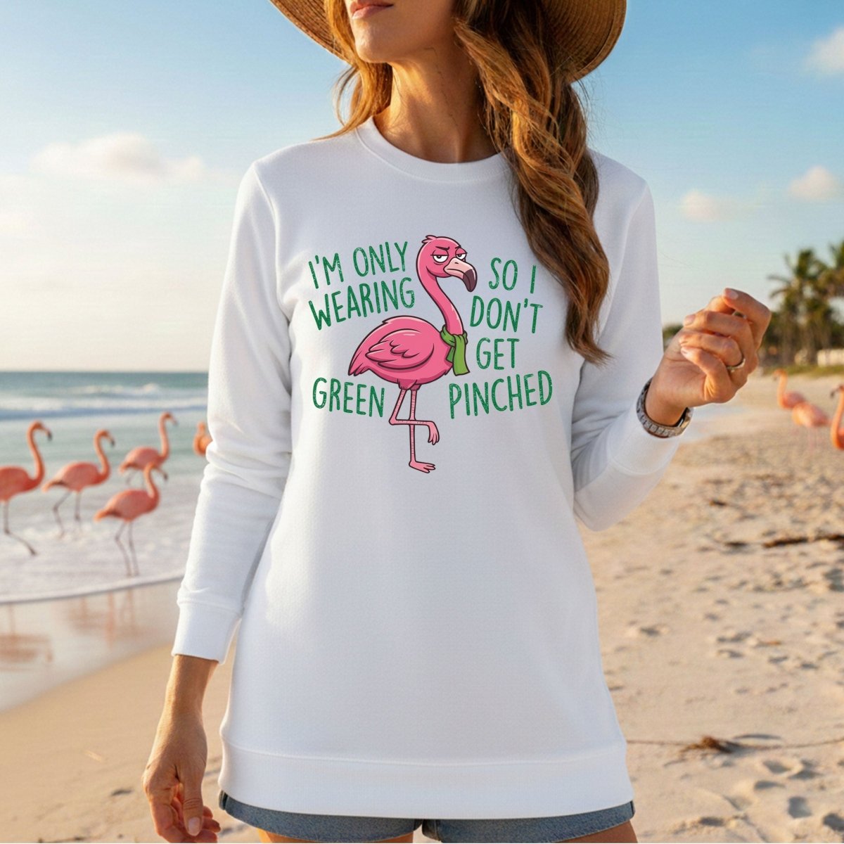 Sarcastic Flamingo St. Patrick's Day T-Shirt - 'I'm Only Wearing Green' Funny Tee - FlamingoAholic